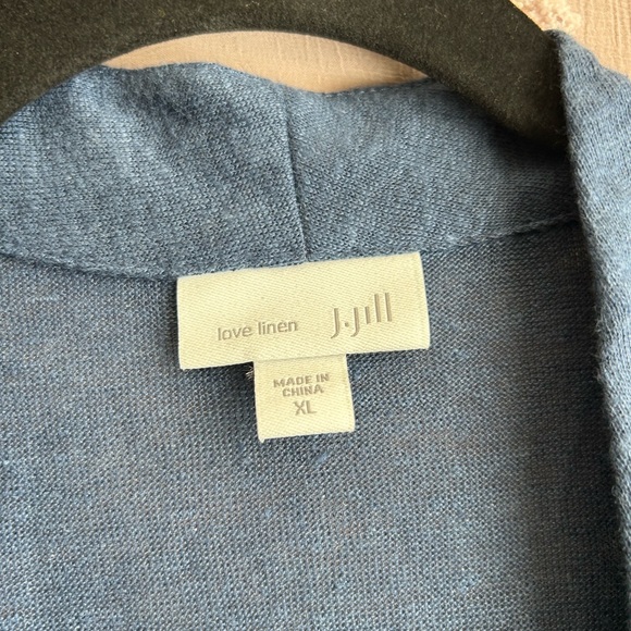 J. Jill Love Linen 100% Linen Long Sleeve Cardigan Sz XL‎ Blue - Picture 3 of 5